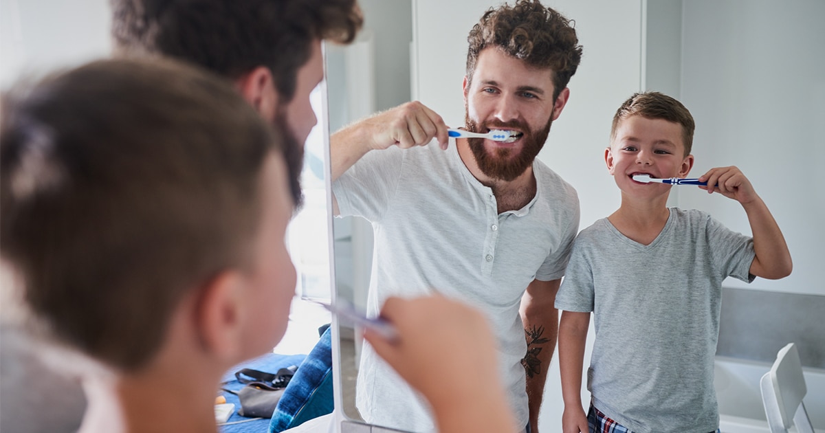 Family Brushing Teeth Photo